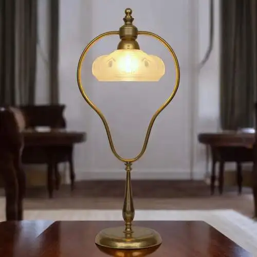 Art Deco Jugendstil Tischleuchte "GOLDEN BOW" Einzelstück Messinglampe Unikat