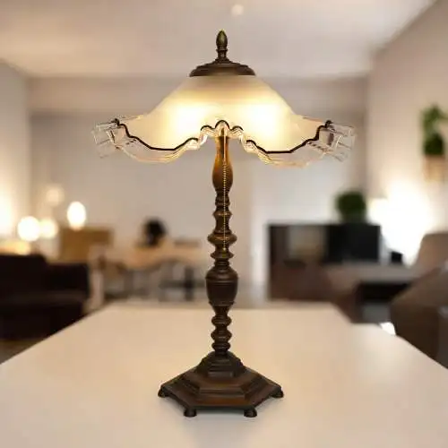 Unikat große Design Tischleuchte "MARGRET" Bronze Messinglampe Einzelstück