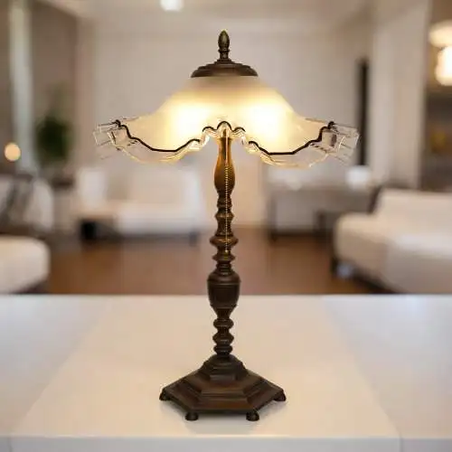 Unikat große Design Tischleuchte "MARGRET" Bronze Messinglampe Einzelstück