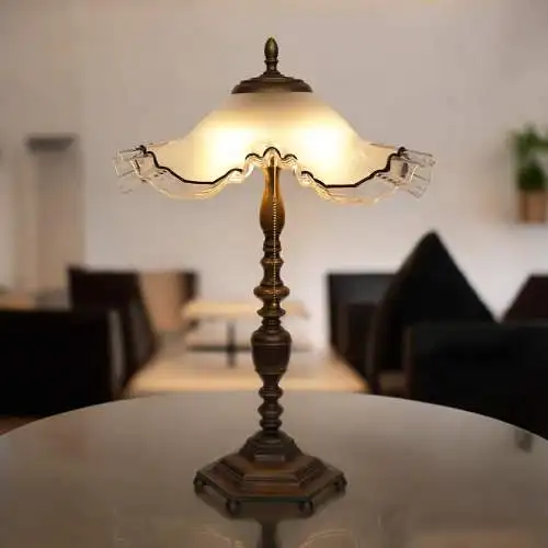 Unikat große Design Tischleuchte "MARGRET" Bronze Messinglampe Einzelstück