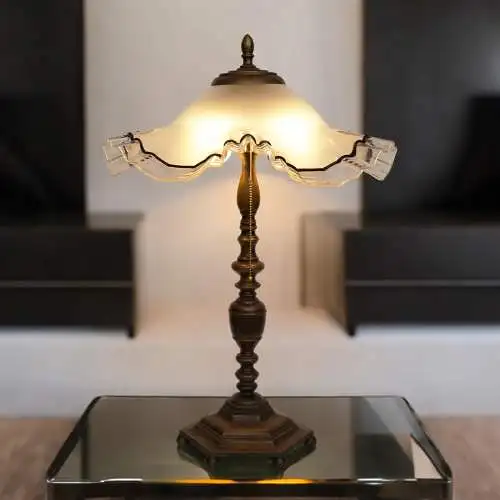 Unikat große Design Tischleuchte "MARGRET" Bronze Messinglampe Einzelstück