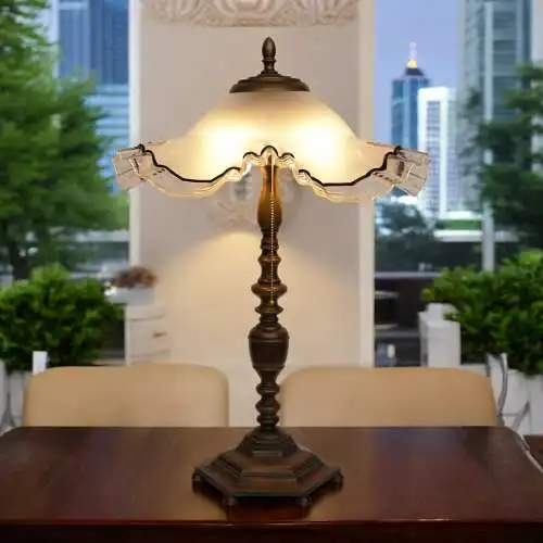 Unikat große Design Tischleuchte "MARGRET" Bronze Messinglampe Einzelstück