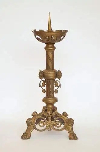 Antiker Kerzenleuchter sakral Kirchenleuchten Kirche Messing Bronze 1860