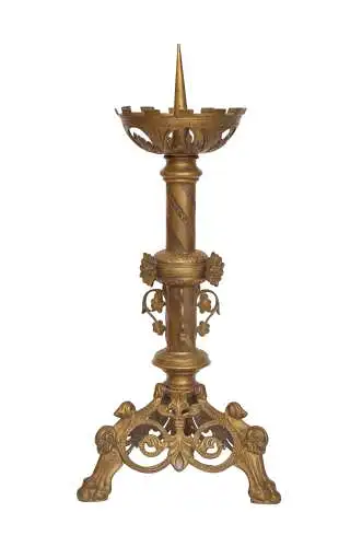 Antiker Kerzenleuchter sakral Kirchenleuchten Kirche Messing Bronze 1860