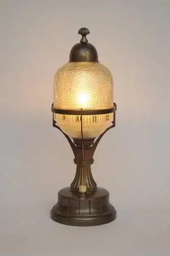 Art Deco Leuchtenuhr "WATCH TOWER" Unikat 1910 Messinglampe einzigartig