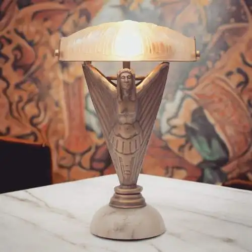 Art Deco Tischleuchte "APOLLON" Unikat Figurenleuchte einzigartig Tischlampe