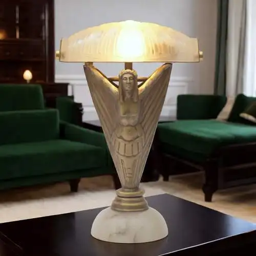 Art Deco Tischleuchte "APOLLON" Unikat Figurenleuchte einzigartig Tischlampe