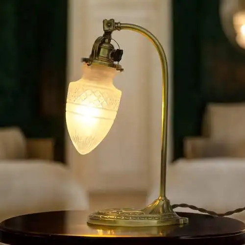 Original Jugendstil Art Deco Messinglampe "HAGEN" 1920 Tischlampe Lampe