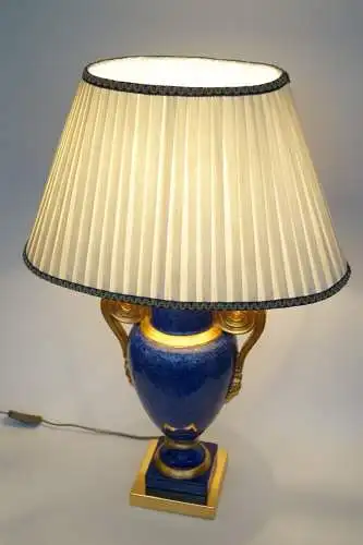 Klassische Landhaus Tischleuchte "GOLDEN BLUE" Tischlampe Keramik