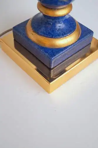 Klassische Landhaus Tischleuchte "GOLDEN BLUE" Tischlampe Keramik