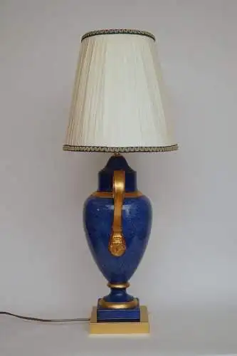 Klassische Landhaus Tischleuchte "GOLDEN BLUE" Tischlampe Keramik