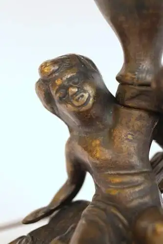 Romantische Jugendstil Tischleuchte "PINKY" Putto Messinglampe Unikat