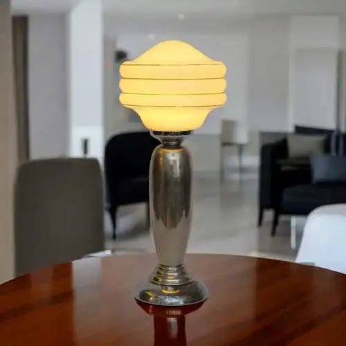 Kleine Art Deco Bauhaus Tischleuchte "EGGY" Unikat Tischlampe Spaceage