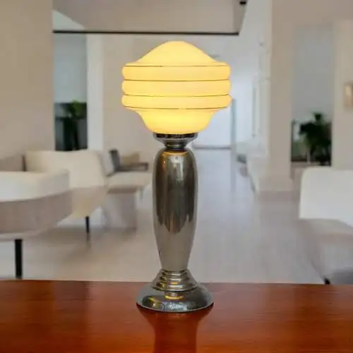 Kleine Art Deco Bauhaus Tischleuchte "EGGY" Unikat Tischlampe Spaceage