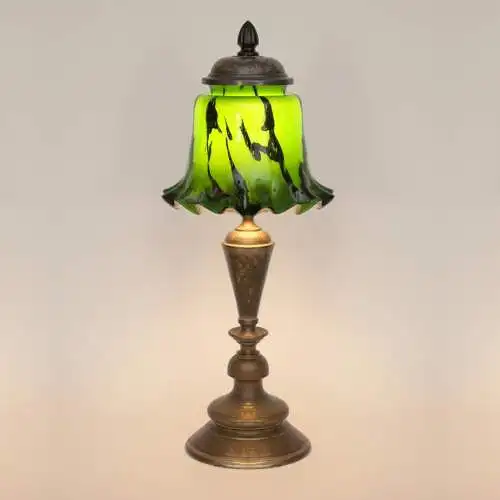 Art Déco Tischleuchte "LITTE GREENY" Messinglampe Unikat Peil & Putzler 2x vfgb.