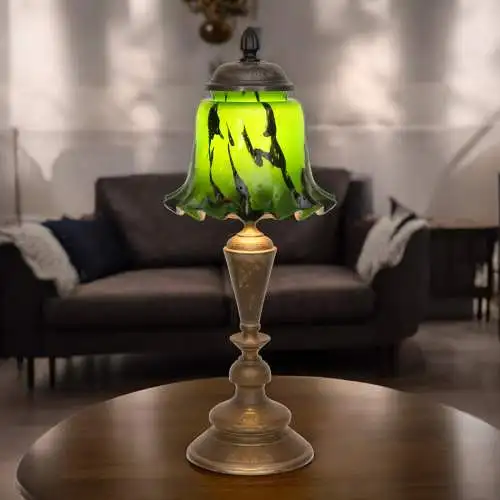 Art Déco Tischleuchte "LITTE GREENY" Messinglampe Unikat Peil & Putzler 2x vfgb.