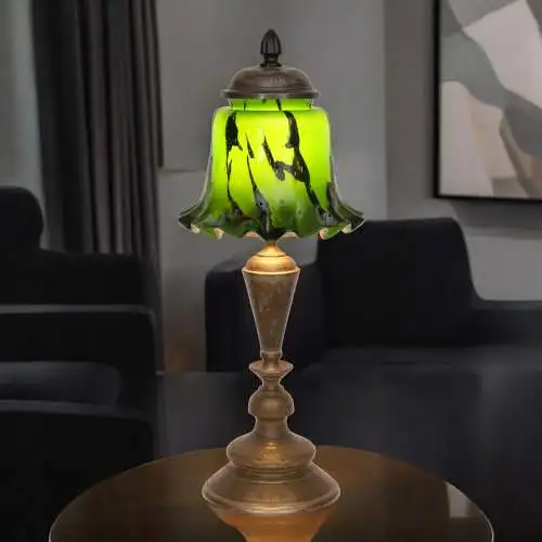 Art Déco Tischleuchte "LITTE GREENY" Messinglampe Unikat Peil & Putzler 2x vfgb.