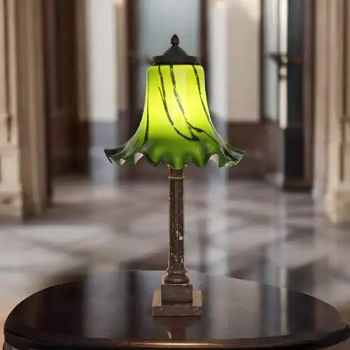 Imposante Art Deco Tischleuchte "GREENY" Unikat Tischlampe Sammlerstück 65 cm