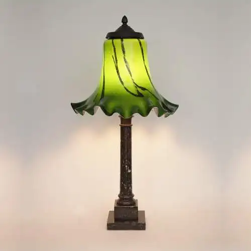 Imposante Art Deco Tischleuchte "GREENY" Unikat Tischlampe Sammlerstück 65 cm