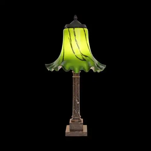 Imposante Art Deco Tischleuchte "GREENY" Unikat Tischlampe Sammlerstück 65 cm