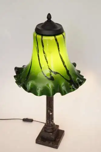 Imposante Art Deco Tischleuchte "GREENY" Unikat Tischlampe Sammlerstück 65 cm