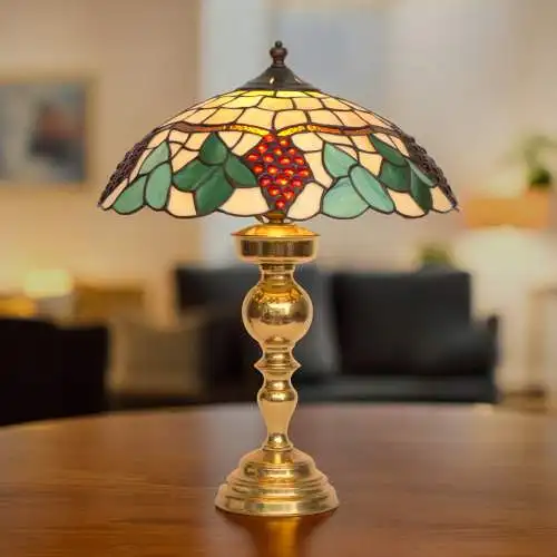 Romantische Tiffany Schreibtischleuchte Messinglampe Tischleuchte Lampe