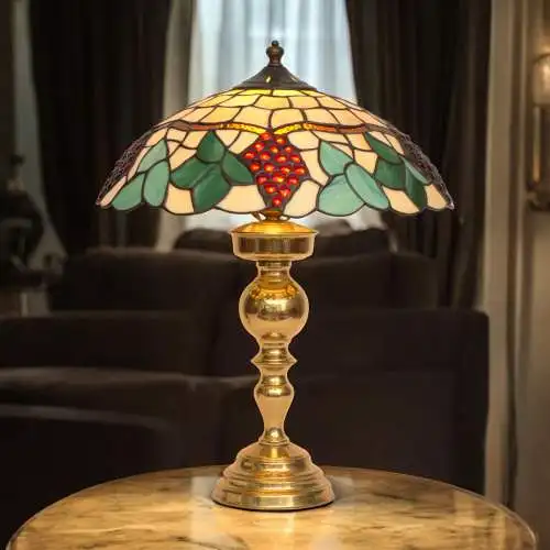 Romantische Tiffany Schreibtischleuchte Messinglampe Tischleuchte Lampe