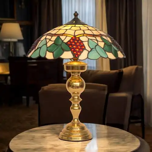 Romantische Tiffany Schreibtischleuchte Messinglampe Tischleuchte Lampe