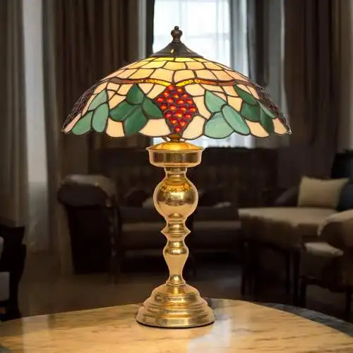 Romantische Tiffany Schreibtischleuchte Messinglampe Tischleuchte Lampe