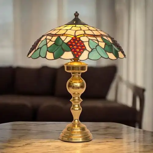 Romantische Tiffany Schreibtischleuchte Messinglampe Tischleuchte Lampe