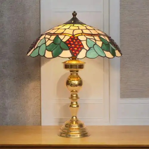 Romantische Tiffany Schreibtischleuchte Messinglampe Tischleuchte Lampe