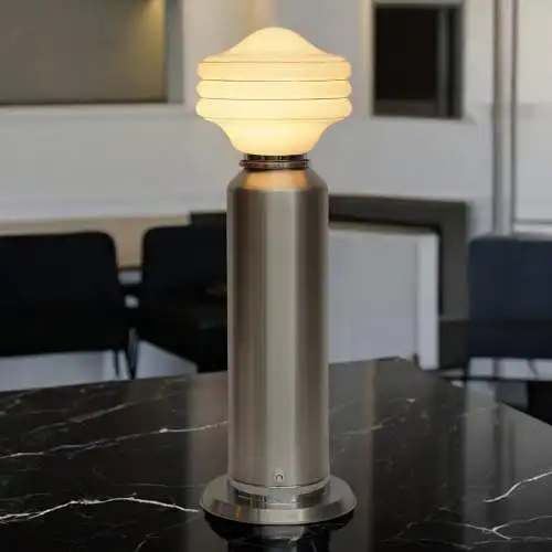 60er Vintage Space Age Tischleuchte "LITTY PILLAR" Tischlampe Chrom