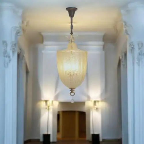 Sehr große Murano Art Deco Flurlaterne BAROVIER & TOSO Deckenlampe Hängeleuchte