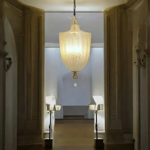 Sehr große Murano Art Deco Flurlaterne BAROVIER & TOSO Deckenlampe Hängeleuchte