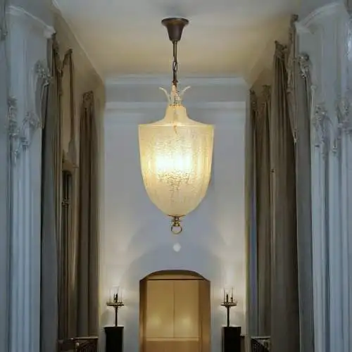 Sehr große Murano Art Deco Flurlaterne BAROVIER & TOSO Deckenlampe Hängeleuchte