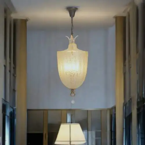 Sehr große Murano Art Deco Flurlaterne BAROVIER & TOSO Deckenlampe Hängeleuchte