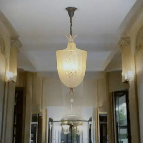 Sehr große Murano Art Deco Flurlaterne BAROVIER & TOSO Deckenlampe Hängeleuchte