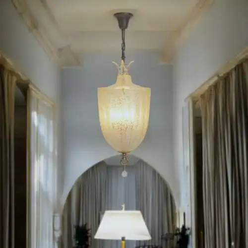 Sehr große Murano Art Deco Flurlaterne BAROVIER & TOSO Deckenlampe Hängeleuchte