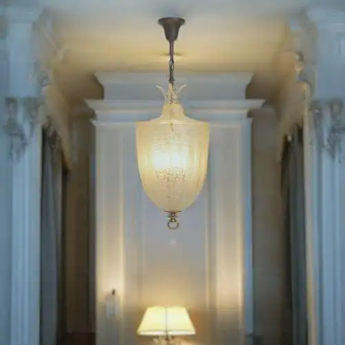 Sehr große Murano Art Deco Flurlaterne BAROVIER & TOSO Deckenlampe Hängeleuchte