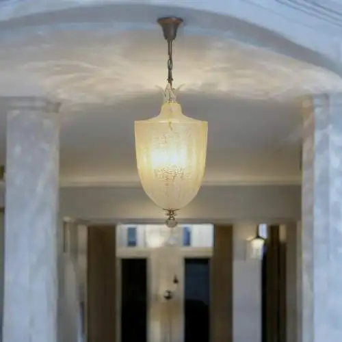 Sehr große Murano Art Deco Flurlaterne BAROVIER & TOSO Deckenlampe Hängeleuchte