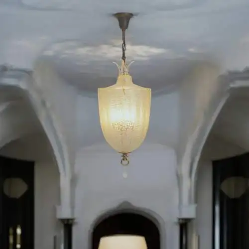 Sehr große Murano Art Deco Flurlaterne BAROVIER & TOSO Deckenlampe Hängeleuchte