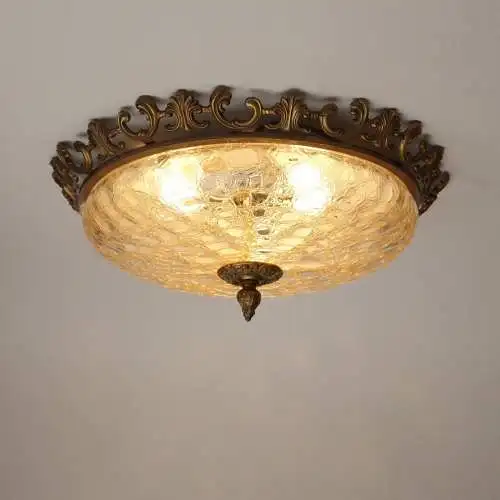 Große Plafoniere Wand-Applik Deckenleuchte Wandleuchte Deckenlampe Messing