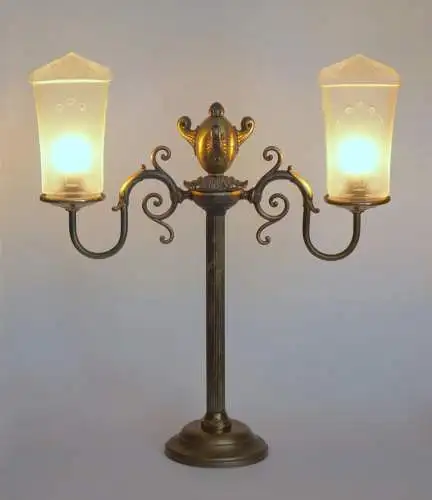 Jugendstil Lampe Leselampe "HOGWARTS" Messinglampe Unikat Sammler