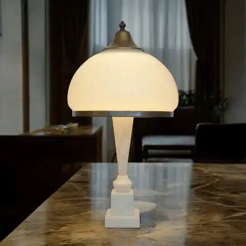 Elegante Art Deco Tischleuchte "CANTALOUPE"  Vasenleuchte Messinglampe