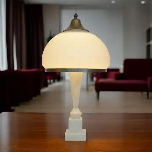 Elegante Art Deco Tischleuchte "CANTALOUPE"  Vasenleuchte Messinglampe