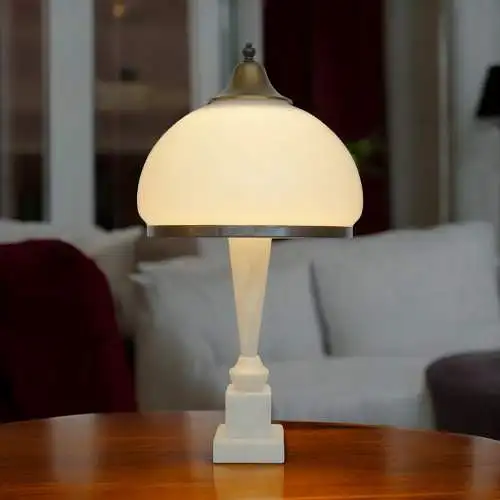 Elegante Art Deco Tischleuchte "CANTALOUPE"  Vasenleuchte Messinglampe