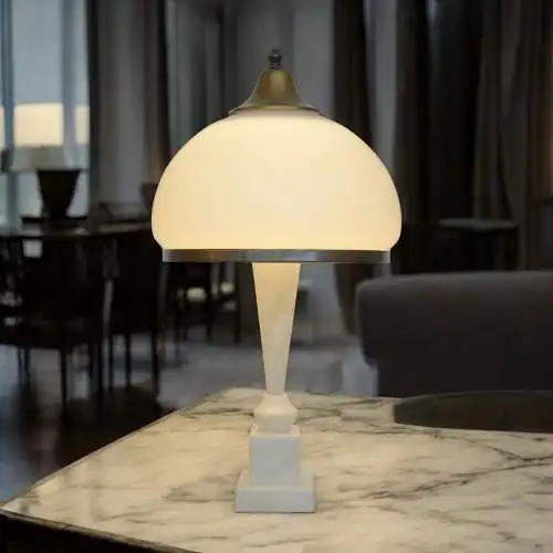 Elegante Art Deco Tischleuchte "CANTALOUPE"  Vasenleuchte Messinglampe