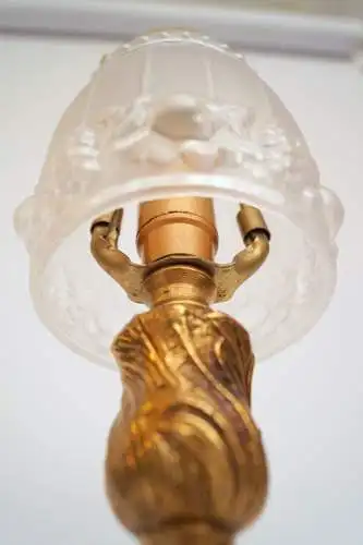 Zierliche Jugendstil Tischleuchte "GOLDEN CHALICE" Unikat Tischlampe