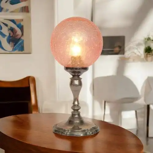 Zierliche Shabby Chic Jugendstil Tischleuchte "PINK BUBBLE" Unikat Tischlampe