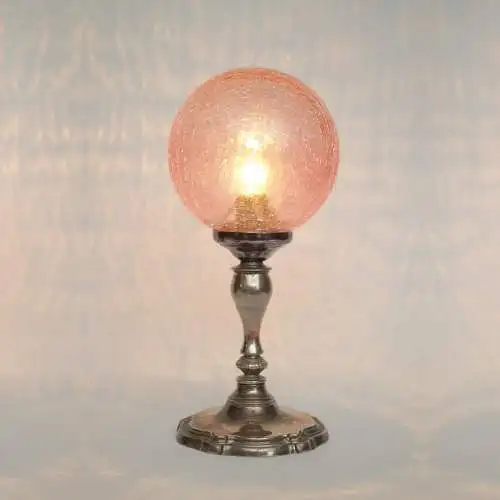 Zierliche Shabby Chic Jugendstil Tischleuchte "PINK BUBBLE" Unikat Tischlampe